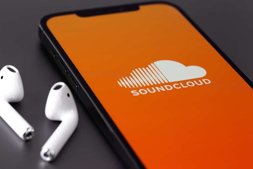 Soundcloud logo on a smartphone screen