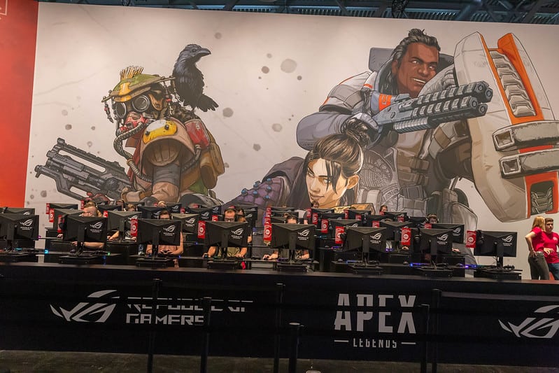 Apex Legends banner at a gaming convention
