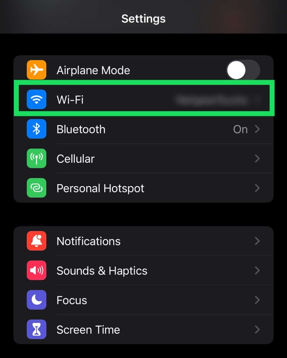 Tap on Wi-Fi from Settings.