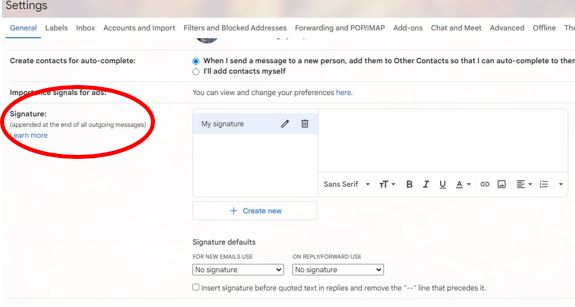 how to add a signature in gmail