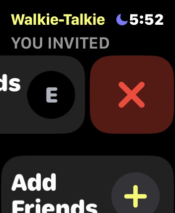 Contacts list in the Walkie-Talkie app with one contact being deleted.