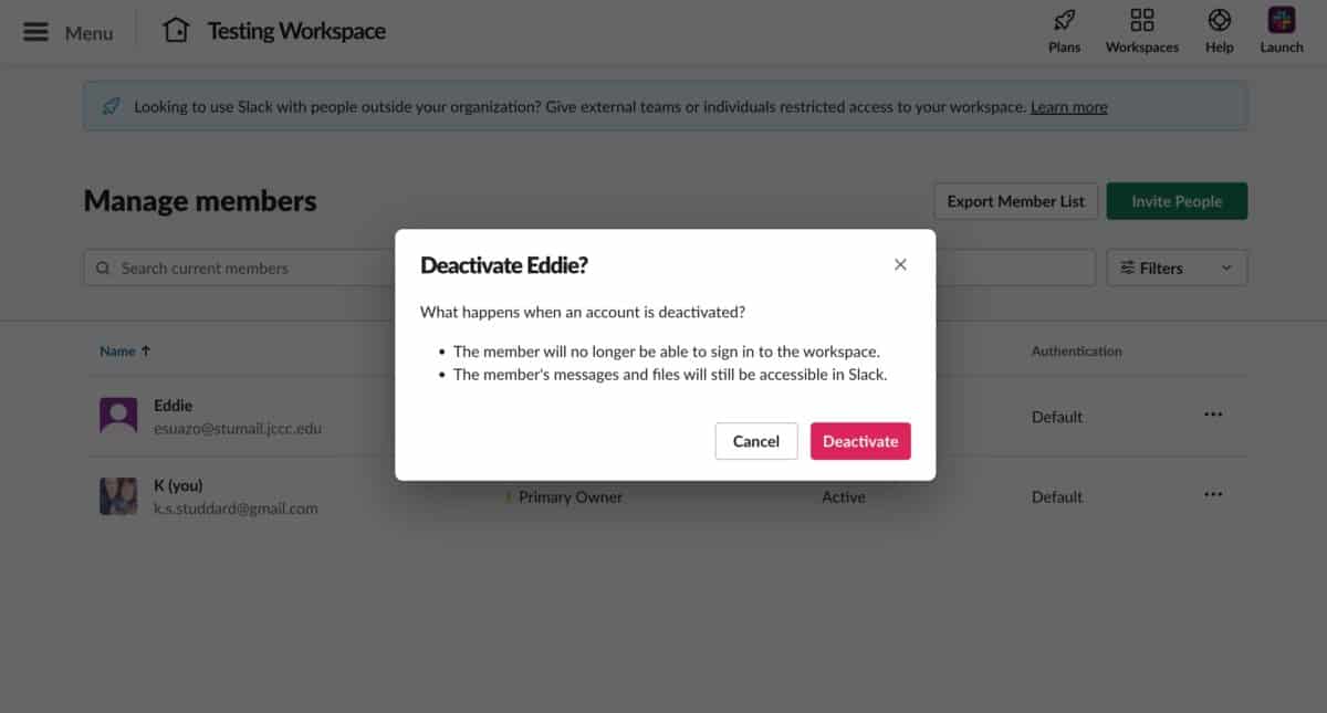 How to remove someone from Slack