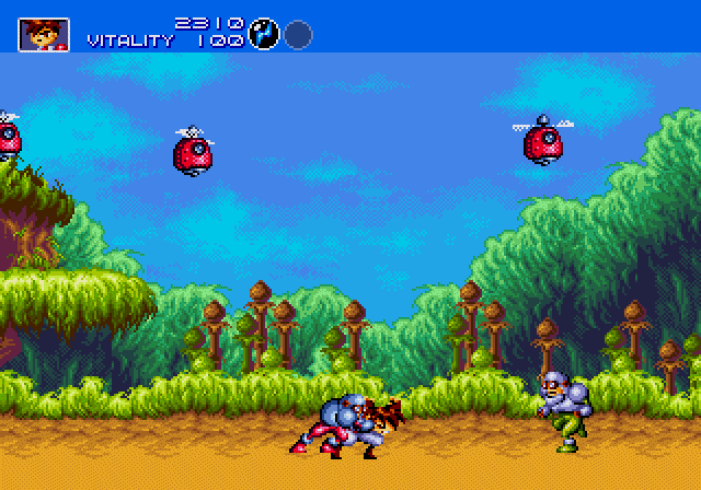 screenshot of gunstar heroes Genesis game