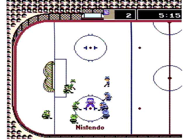 screenshot of ice hockey NES game