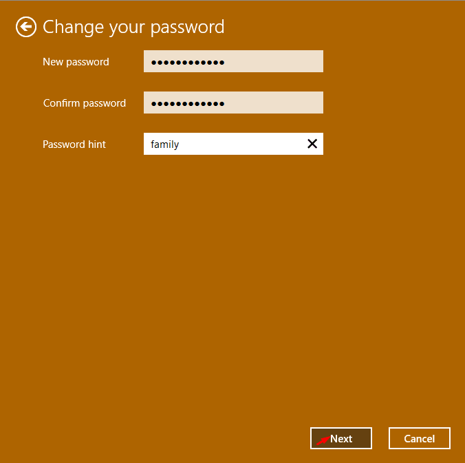 change windows password