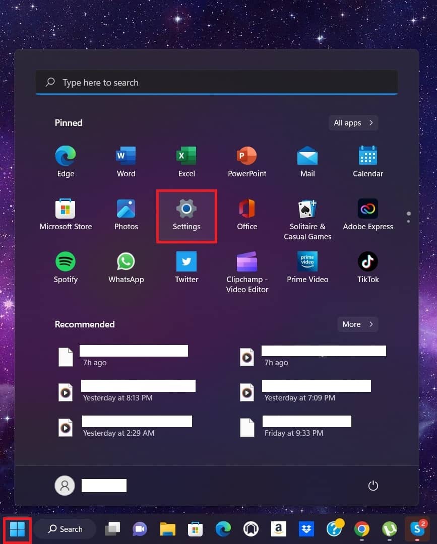 Image showing settings icon in Windows 11