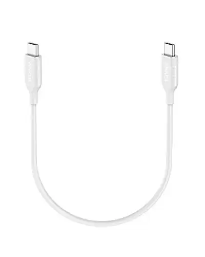 Anker USB C Cable 60W, Powerline III USB-C to USB-C Cable 2.0, USB C Charger Cable 1ft for MacBook Pro 2020, iPad Pro 2020, Switch, Samsung Galaxy S20 Plus S9 S8 Plus, Pixel, and More (White)