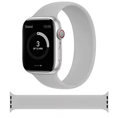 Solo Loop Compatible With Apple Watch Band for 38mm 40mm 41mm 42mm 44mm 45mm iWatch Series 7 5 6 4 3 2 1 SE, Stretchable Design, Silicone Swimproof Weatproof Watch Band (42mm/44mm/45mm-8, Grey)