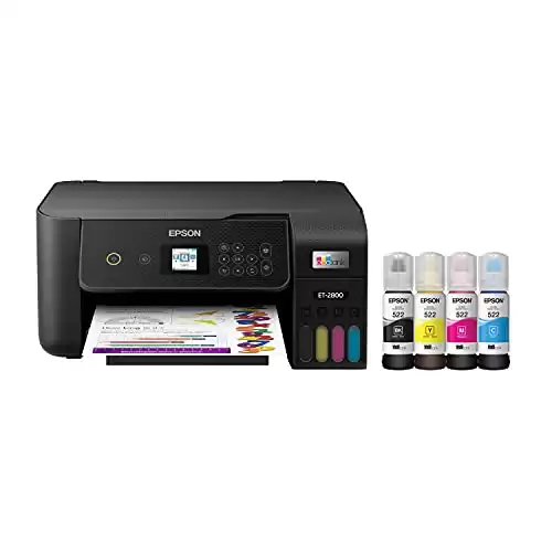 Epson EcoTank ET-2800 Wireless Color All-in-One Cartridge-Free Supertank Printer with Scan and Copy â€“ The Ideal Basic Home Printer - Black