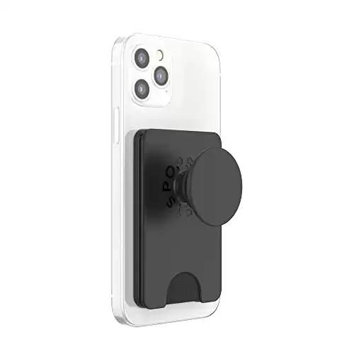 PopSockets: Phone Wallet with Expanding Grip, Phone Card Holder, Wireless Charging Compatible, Wallet for MagSafe - Black