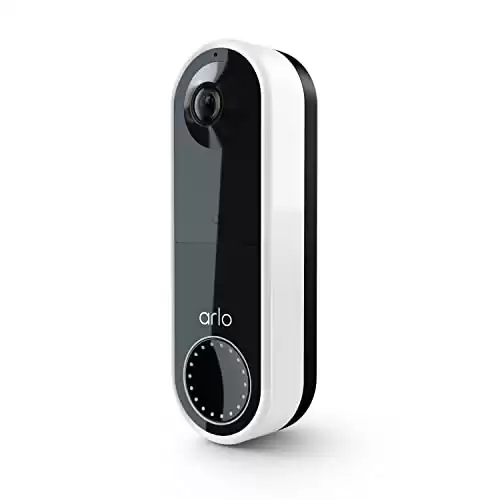 Arlo Essential Wire-Free Video Doorbell - HD Video, 180° View, Night Vision, 2 Way Audio, Direct to Wi-Fi No Hub Needed, Wire Free or Wired, White - AVD2001