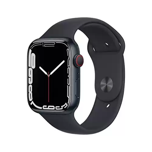 Apple Watch Series 7 GPS + Cellular, 45mm Midnight Aluminum Case with Midnight Sport Band - Regular (Renewed)