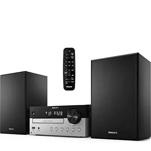 PHILIPS Bluetooth Stereo System for Home with CD Player, MP3, USB, Audio in, FM Radio, Bass Reflex Speaker, 60W, Remote Control Included