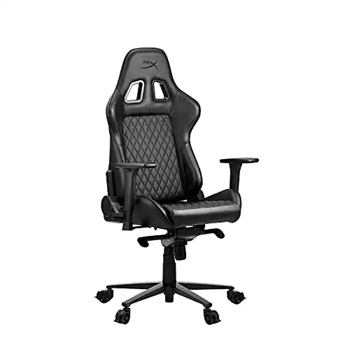 HyperX Jet Black Gamer Chair - Ergonomic Gaming Chair - Leather Upholstery Video Game Chair - Black PC Racing Chair Gaming - Hyper X Chair Gamer - Black Gaming Computer Chair - Gaming PC Chair Office