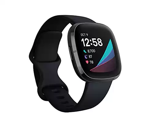 Fitbit Sense Advanced Smartwatch with Tools for Heart Health, Stress Management & Skin Temperature Trends, Carbon/Graphite, One Size (S & L Bands Included) (Renewed)