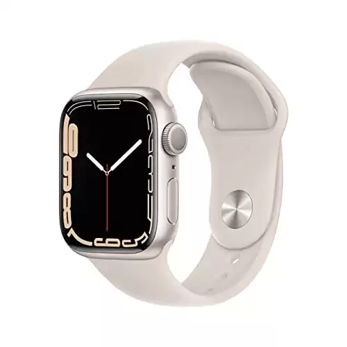 Apple Watch Series 7 (GPS, 41mm) Starlight Aluminum Case with Starlight Sport Band, Regular (Renewed)