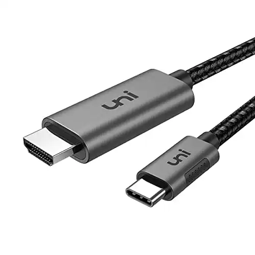 UNI USB C σε καλώδιο HDMI για το Home Office 6ft (4K@60Hz), USB Τύπος C σε HDMI Cable, Thunderbolt 4/3 Συμβατό με MacBook Pro 2021/2020, MacBook Air, Ipad Pro 2021, Surface Book 2, Galaxy S22 και περισσότερα