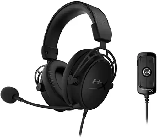 HyperX Cloud Alpha S - PC Gaming Headset, 7.1 Surround Sound, Adjustable Bass, Dual Chamber Drivers, Chat Mixer, Breathable Leatherette, Memory Foam, and Noise Cancelling Microphone – Blackout
