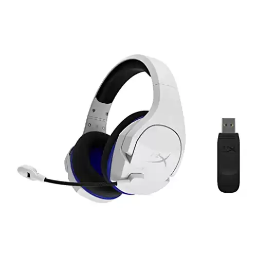 HyperX Cloud Stinger Core – Wireless Gaming Headset, for PS4, PS5, PC, Lightweight, Durable Steel Sliders, Noise-Cancelling Microphone - White