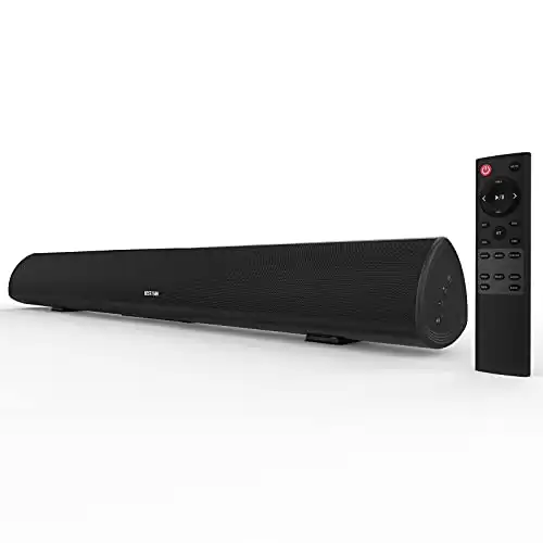 Sound Bar, Bestisan 80W Home Theater Soundbar System with IR Remote Function, Wired and Wireless Bluetooth 5.0 Audio Speaker (Treble/Bass Adjustable,34-Inch, 2021 Beef Up Version)