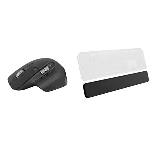 Logitech MX Master 3S - Wireless Performance Mouse with Ultra-Fast Scrolling, Ergo, 8K DPI, Track on Glass, Quiet Clicks, USB-C, Bluetooth, Windows, Linux- Graphite & MX Palm Rest for MX Keys, Bla...