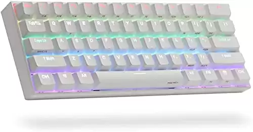 ANNE PRO 2, 60% Wired/Wireless Mechanical Keyboard (Kailh Box White Switch/White Case) - Full Keys Programmable - True RGB Backlit - Tap Arrow Keys - Double Shot PBT Keycaps - NKRO - 1900mAh Battery