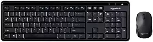 Amazon Basics Wireless Computer Keyboard and Mouse Combo - Quiet and Compact - US Layout (QWERTY)