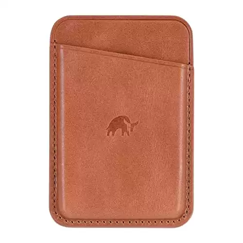 Bullstrap Premium Leather MagSafe Wallet Compatible with All MagSafe iPhone Cases, Sienna Brown