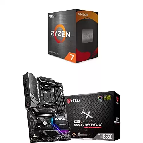 AMD Ryzen 7 5800X 8-core,16-Thread Unlocked Desktop Processor + MSI MAG B550 Tomahawk Gaming Motherboard (AMD AM4, DDR4, PCIe 4.0, SATA 6Gb/s, M.2, USB 3.2 Gen 2,ATX,AMD Ryzen 5000 Series Processors)