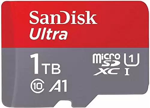 SanDisk 1TB Ultra microSDXC UHS-I Memory Card with Adapter - 120MB/s, C10, U1, Full HD, A1, Micro SD Card - SDSQUA4-1T00-GN6MA