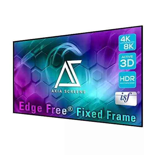 Akia Screens 125 inch Edge Free Fixed Frame Projector Screen 125" Diagonal 16:9 8K 4K Ultra HD 3D Ready CINEWHITE UHD-B Black Projection Screen for Indoor Movie Video Home Theater AK-NB125H