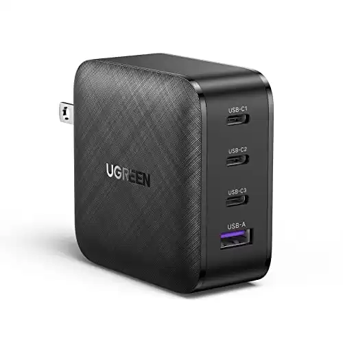 UGREEN USB C Charger 65W 4 Ports USB C Power Adapter GaN PD Fast Charger PPS Compatible with MacBook Pro/Air, Dell XPS 13, iPad Pro, iPhone 14/14 Pro/14 Pro Max/13, Galaxy S22, Steam Deck, and More
