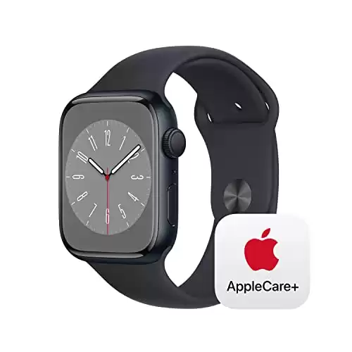 Apple Watch Series 8 GPS 45mm Midnight Aluminium Case with Midnight Sport Band - M/L with AppleCare+ (2 Years)