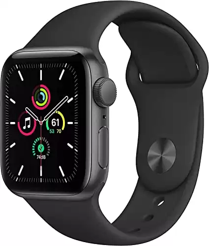 Apple Watch SE (GPS, 44mm) - Space Gray Aluminum Case with Black Sport Band (Renewed)