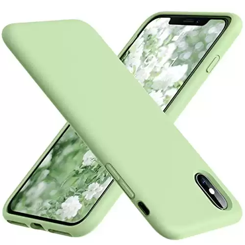 Vooii for iPhone X Case, iPhone Xs Case, Soft Silicone Gel Rubber Bumper Case Microfiber Lining Shockproof Full-Body Protective Case Cover for iPhone X/Xs - Matcha