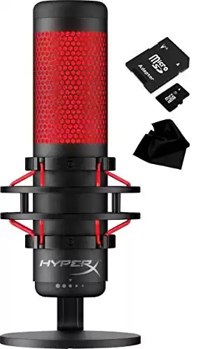 Newest HyperX - QuadCast USB Multi-Pattern Electret Condenser Microphone | 2020 Edition | for PS4, PC and Mac | Pop Filter | Anti-Vibration Shock Mount | | Red - Black | with KWALICABLE Bundle