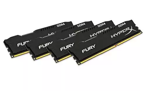 Kingston HyperX FURY Black 32GB Kit (4x8GB) 2400MHz DDR4 Non-ECC CL15 DIMM Desktop Memory (HX424C15FBK4/32)