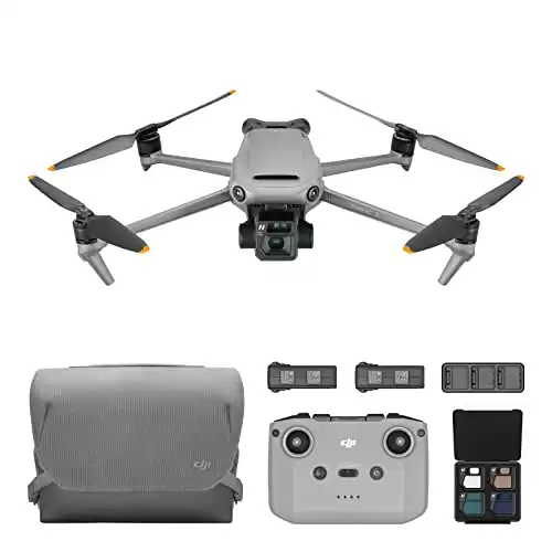 DJI Mavic 3 Fly More Combo, Drone with 4/3 CMOS Hasselblad Camera, 5.1K Video, Omnidirectional Obstacle Sensing, 46 Mins Flight, Advanced Auto Return, with DJI RC-N1, Two Extra Batteries, Gray