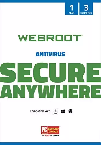 Webroot Antivirus Software 2023 | 3 Device | 1 Year Keycard Delivery for PC/Mac