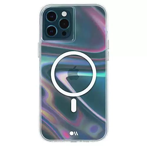 Case -Mate - SOAP BLUBLE - Custodia per iPhone 12 e iPhone 12 Pro (5G) - Compatibile con accessori MagSafe e ricarica - Protezione da 10 piedi per la protezione - 6,1 pollici - Iridescent Swirl