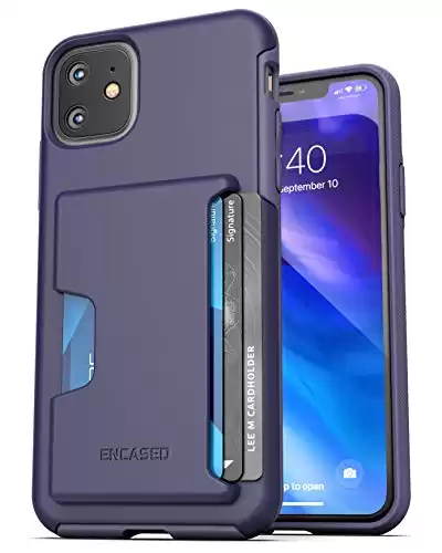 Encased iPhone 11 Wallet Case (2019) Ultra Durable Cover with Card Holder Slot (4 Credit Cards Capacity) Purple