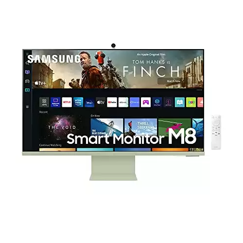 SAMSUNG M8 Series 32-Inch 4K UHD Smart Monitor & Streaming TV with Slim-fit Webcam for PC-less Experience, Netflix, HBO, Prime VOD, & more, Apple Airplay, WiFI, BT, Built-in Speakers, 2022, Gr...