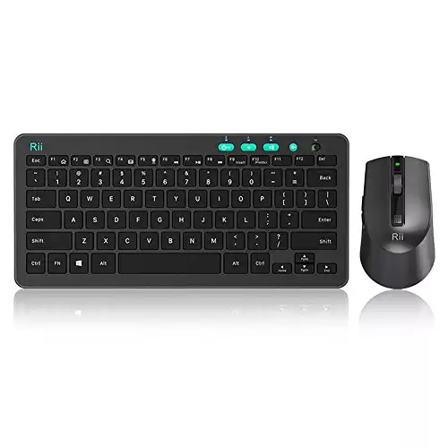 Rii RKM709 2.4 Gigahertz Ultra-Slim Wireless Keyboard and Mouse Combo, Multimedia Office Keyboard for PC, Laptop and Desktop,Business Office(Black)
