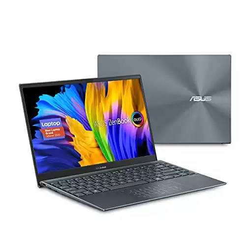 ASUS ZenBook 13 OLED Ultra-Slim Laptop, 13.3” OLED FHD NanoEdge Bezel Display, AMD Ryzen 7 5700U, 8GB LPDDR4X RAM, 512GB PCIe SSD, NumberPad, Wi-Fi 5, Windows 10 Home, Pine Grey, UM325UA-DS71