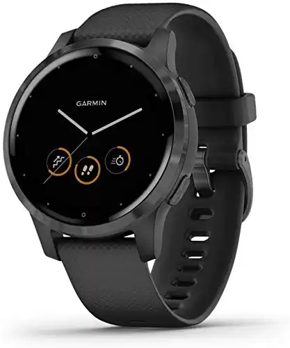 Garmin 010-N2172-11 Vivoactive 4S GPS Smartwatch, Slate Stainless Steel Bezel with Black Case and Silicone Band (Renewed)
