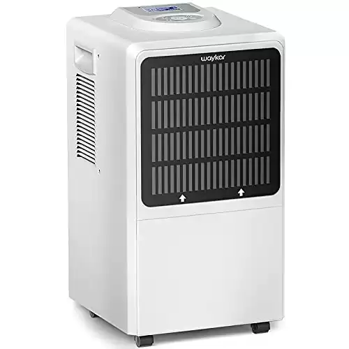 Waykar 130 Pints Commercial Dehumidifier with Drain Hose and Washable Filter for Space up to 6000 Sq. Ft - Ideal for Large Basements, Industrial or Commercial Spaces, Flood Restoration and Job Sites