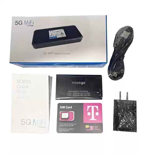 INSEEGO M2000 5G MIFI WiFi-6 Ultimate Hotspot T-Mobile Including a T-Mobile 5G SIM Card & SIMBROS SIMKEY New in Box Complete All OEM REG Price 349.99