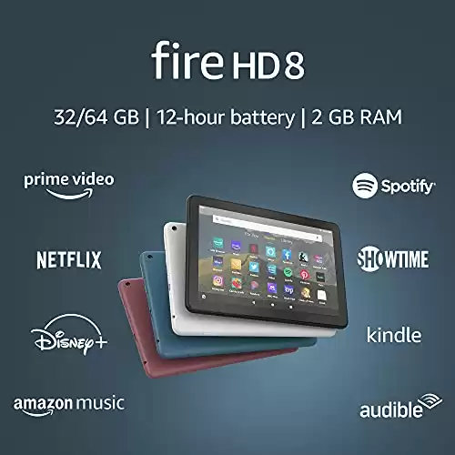 Fire HD 8 tablet, 8" HD display, 64 GB, (2020 release), designed for portable entertainment, Black, without lockscreen ads