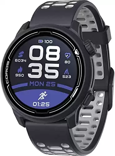 Coros PACE 2 Premium GPS Sport Watch with Nylon or Silicone Band, Heart Rate Monitor, 30h Full GPS Battery, Barometer, ANT+ & BLE Connections, Strava, Stryd & TrainingPeaks (Navy - Silicone St...