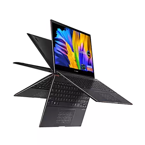 ASUS ZenBook Flip S13 OLED Slim Laptop, 13.3” 4K OLED Touch, Intel Evo Platform Core i7-1165G7, 16GB RAM, 1TB SSD, Thunderbolt 4, TPM, Windows 11 Pro, AI Noise-Cancellation, Jade Black UX371EA-XH76T